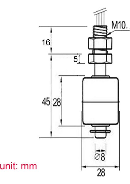 Roba Metal Su Seviye Sensörü Sıvı Paslanmaz Çelik Şamandıra Anahtarı 45mm