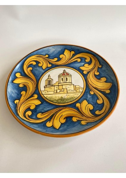 El Yapımı Damgalı Dekoratif Seramik Duvar Tabağı 32CM