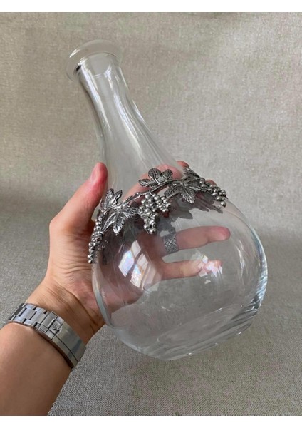 Gümüş Üzüm Salkım Detaylı Antika Italyan Cam Vazo 25CM fiyatları