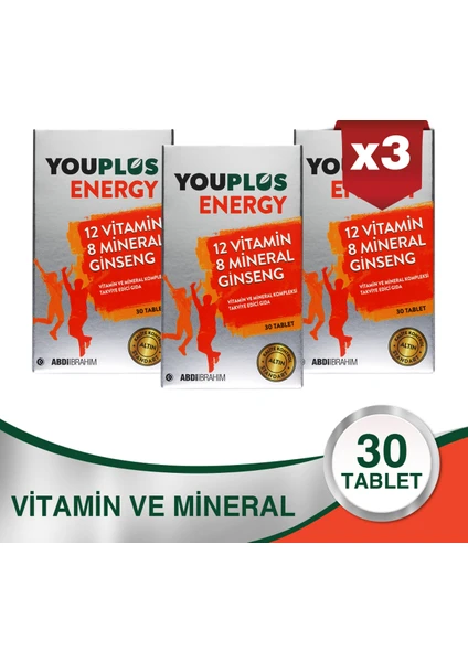 Energy Vitamin ve Mineral Kompleksi 30 Tablet 3 Adet - Abdi İbrahim