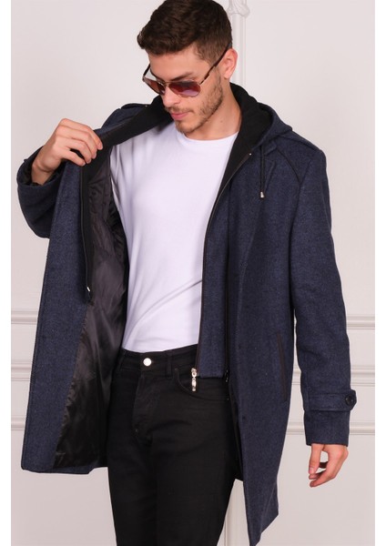 PLT8401 Dewberry Erkek Palto-Desenli Lacivert fırsatları