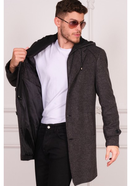 PLT8401 Dewberry Erkek Palto-Desenli Antrasit modelleri