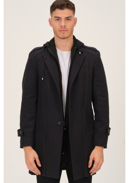 PLT8334 Dewberry Erkek Palto-Siyah-Lacivert indirimleri