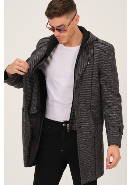 PLT8334 Dewberry Erkek Palto-Desenli Gri modelleri