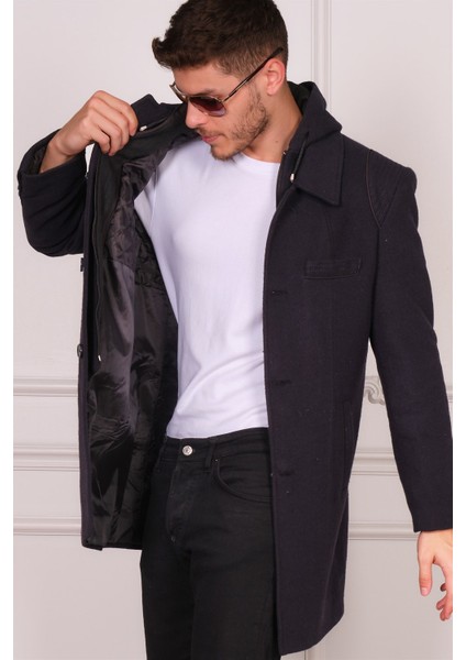 PLT8335 Dewberry Erkek Palto-Desenli Lacivert modelleri