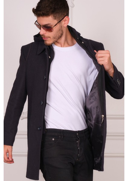 PLT8335 Dewberry Erkek Palto-Desenli Lacivert fırsatları