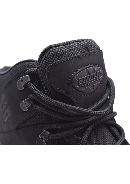 Erkek Postal Bot Düz Topuklu Rahat Tabanlı Siyah Kışlık Ayakkabı 42 Numara