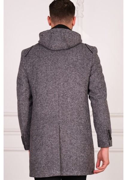PLT8335 Dewberry Erkek Palto-Diagonal Gri fiyatları