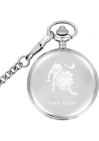 Burcunuza Özel İsim İşlenebilir Gümüş Renkli Köstekli Saat