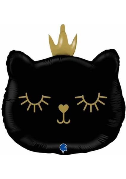 Taçlı Siyah Kedi Folyo Balon 1 Adet
