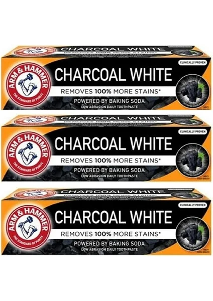 Arm & Hammer Kömür Beyaz Charcoal White Diş Macunu 75 ml x 3 Adet