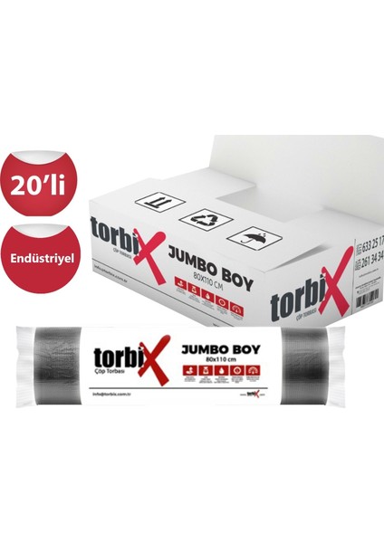 80*110 Endüstriyel Jumbo Çöp Poşeti 400 gr 20'li Paket