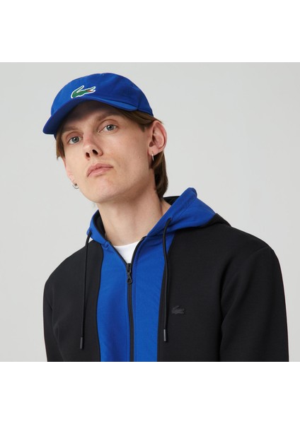 Erkek Slim Fit Kapüşonlu Baskılı Siyah Sweatshirt
