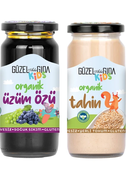 Güzel Ada Gıda Kids Organik Üzüm Özü 290 gr + Kids Organik Tahin 220 gr