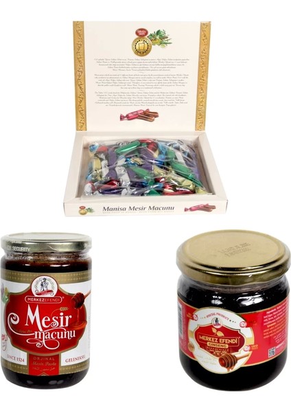 Merkez Efendi Mesir Macunu Aile Hediye Seti 350GR Hediyelik Macun ,950 gr Macun ve 240GR Ginseng