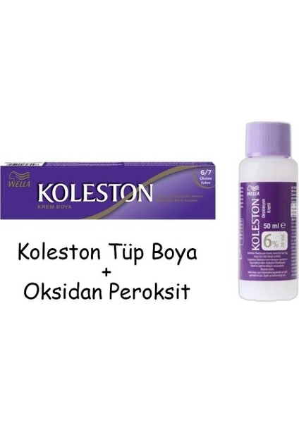 Koleston Tüp Boya 50 Ml - 6.7 Çikolata Kahve + 20 Vol Oksidan Peroksit