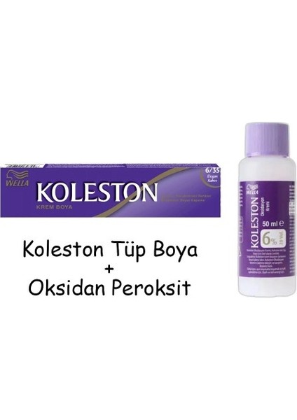 Koleston Tüp Boya 50 Ml - 6.35 Elegant Kahve + 20 Vol Oksidan Peroksit