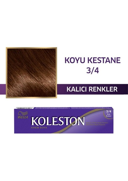 Koleston Tüp Boya 50 Ml - 3.4 Koyu Kestane + 20 Vol Oksidan Peroksit