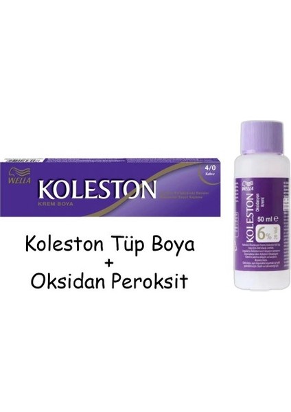 Koleston Tüp Boya 50 Ml - 4.0 Kahve + 20 Vol Oksidan Peroksit
