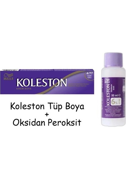 Koleston Tüp Boya 50 Ml - 4.77 Kadife Kahve + 20 Vol Oksidan Peroksit