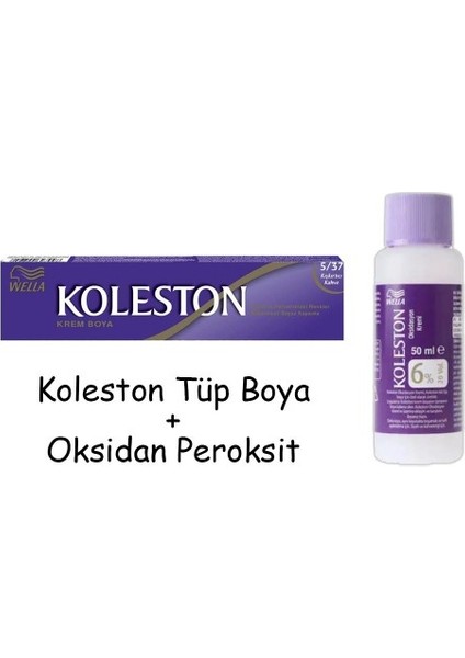 Koleston Tüp Boya 50 Ml - 5.37 Kışkırtıcı Kahve + 20 Vol Oksidan Peroksit