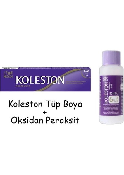 Koleston Tüp Boya 50 Ml - 5.66 Şarap Kızılı + 20 Vol Oksidan Peroksit