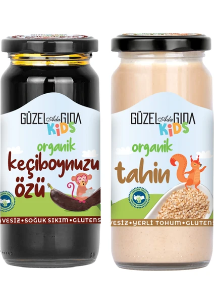 Güzel Ada Gıda Kids Organik Keçiboynuzu Özü 290 gr + Kids Organik Tahin Yerli Susam 220 gr