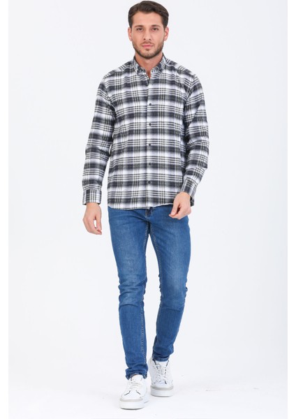 Erkek Yeşil Uzun Kol Kareli Cepli Yaka Düğmeli Kışlık Gömlek modelleri