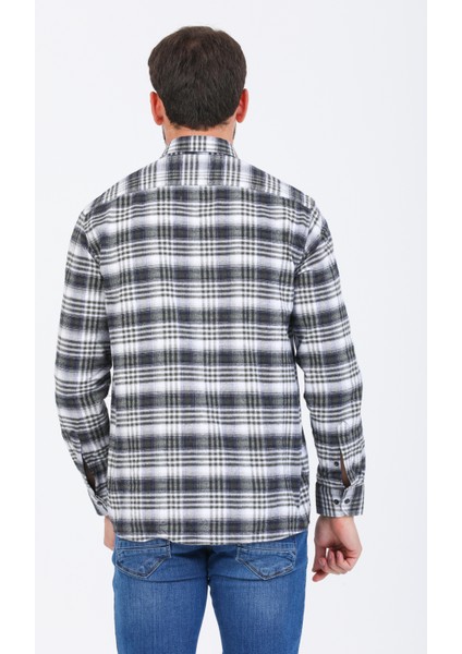 Erkek Yeşil Uzun Kol Kareli Cepli Yaka Düğmeli Kışlık Gömlek fırsatları