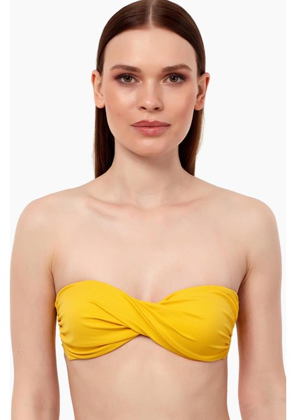 63508 Sarı Burgu Straplez Bikini Üstü