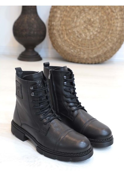 1418 Anatomik Tabanlı Deri Fermuarlı Erkek Spor Bot - NKT01418-SIYAH-43 modelleri