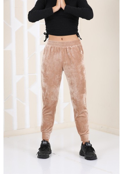 Vizon Renk Kadife Eşofman Altı Pijama Jogger Model fiyatları