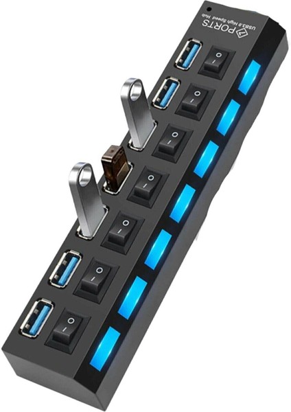 7 Port USB Çoklayıcı Süper Hızlı 2.0 7 Adet Bağlantı Noktalı USB Çoğaltıcı Veri Şarj Kablosu USB Coklayıcı 3.0