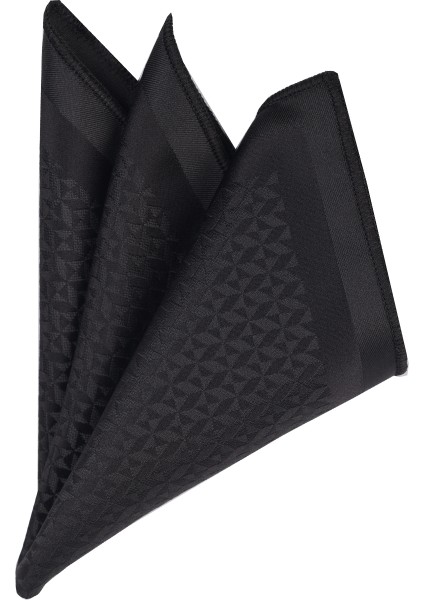 Desenli Siyah Yaka Mendili