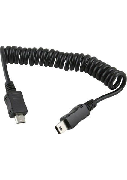 Spiral Micro USB Erkek To Mini USB Erkek Kablo - 1metre