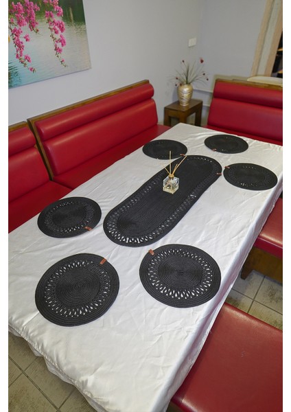 Işlemeli Amerikan Servis Siyah Supla Tekli, Takım Halinde, Dayanıklı,ısıya Duyarlı, Uzun Ömürlü,