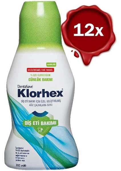 Klorhex Günlük Bakım Ağız Çalkalama Suyu 300 ml x 12