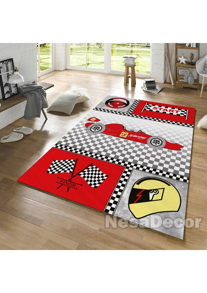 Nesa_Decor Erkek Çocuk Odası Araba Halısı, Yarış Arabası Desenli Çocuk Halısı, Kaymaz Taban Dijital Baskı modelleri