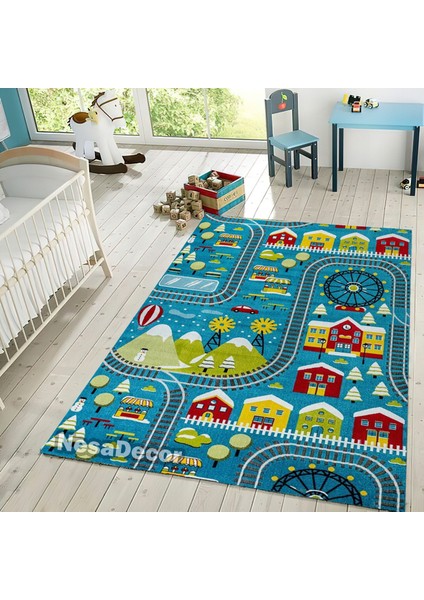 Nesa_Decor Eğlence Çocuk Oyun Halısı, Kaymaz Taban Bambu Kalite, Yıkanabilir, Dijital Baskı Halı