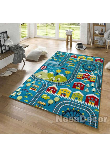 Nesa_Decor Eğlence Çocuk Oyun Halısı, Kaymaz Taban Bambu Kalite, Yıkanabilir, Dijital Baskı Halı modelleri