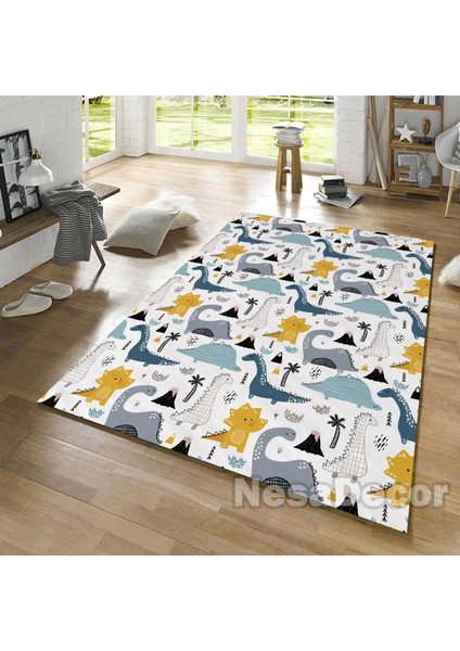 Nesa_Decor Dinozor Desenli Modern Makinada Yıkanabilir Dokuma Taban Çocuk Odası Halısı fiyatları