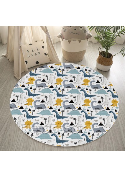Nesa_Decor Dinozor Desenli Modern Makinada Yıkanabilir Dokuma Taban Çocuk Odası Halısı modelleri