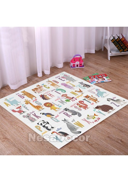Nesa_Decor Hayvan Temalı Alfabe Halısı, Kreş Halısı, Eğlence Dijital Baskı Modern Halı modelleri