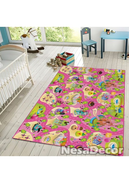 Nesa_Decor Kız Çocuk Odası Eğitici Oyun Halısı Bambu Kalite Yıkanabilir fiyatları