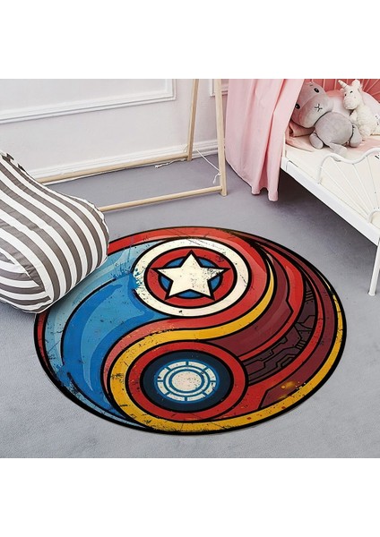 Nesa_Decor Kaptan Amerika Vs Ironman Şık Genç, Çocuk Odası Halısı modelleri