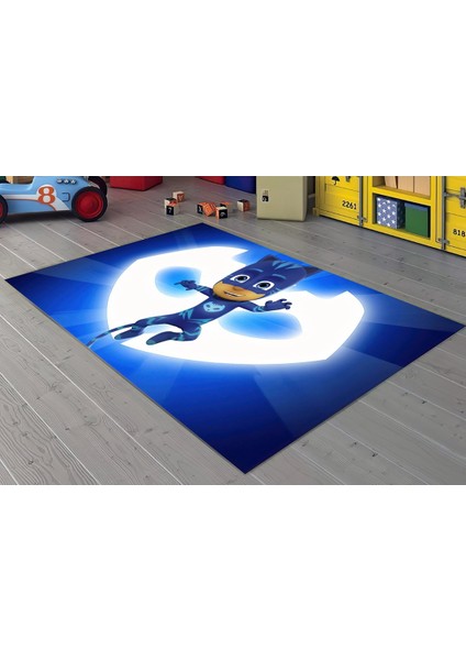 Nesadecor Mavi Pijamalı Kedi Çocuk Odası Halısı modelleri