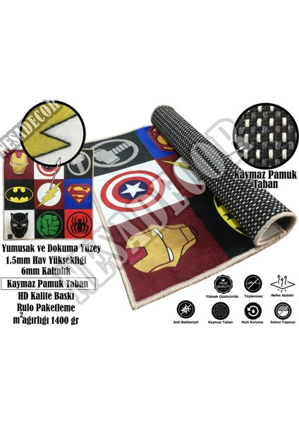 Nesa_Decor Pijamaskeliler Yüksek Kalite Çocuk Odası Halısı