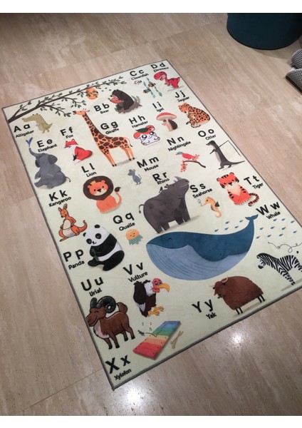 Nesa_Decor Animal Alfabe Desenli Halı, Eğitici Oyun Halı, Çocuk Odası Modern Halı fiyatları