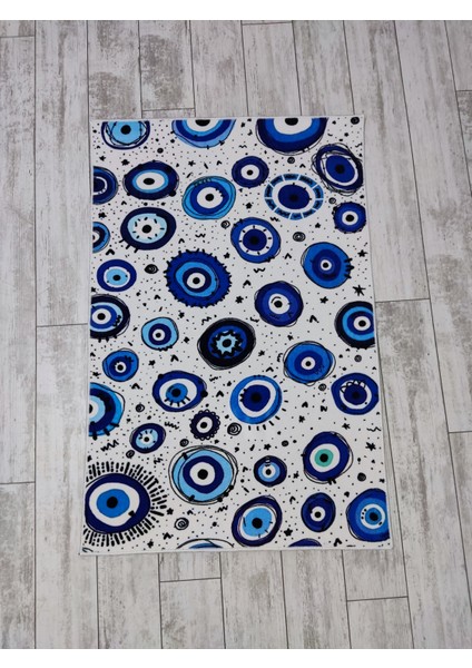 Nesa_Decor Nazar Boncuğu Desenli Dijital Baskı Yıkanabilir Dokuma Taban Dekoratif Halı fırsatları