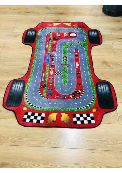 Nesa_Decor Kaymaz Taban Makinede Yıkanabilir Araba Modeli Çocuk Halısı, Kreş Halısı, Çocuk Odası Halısı